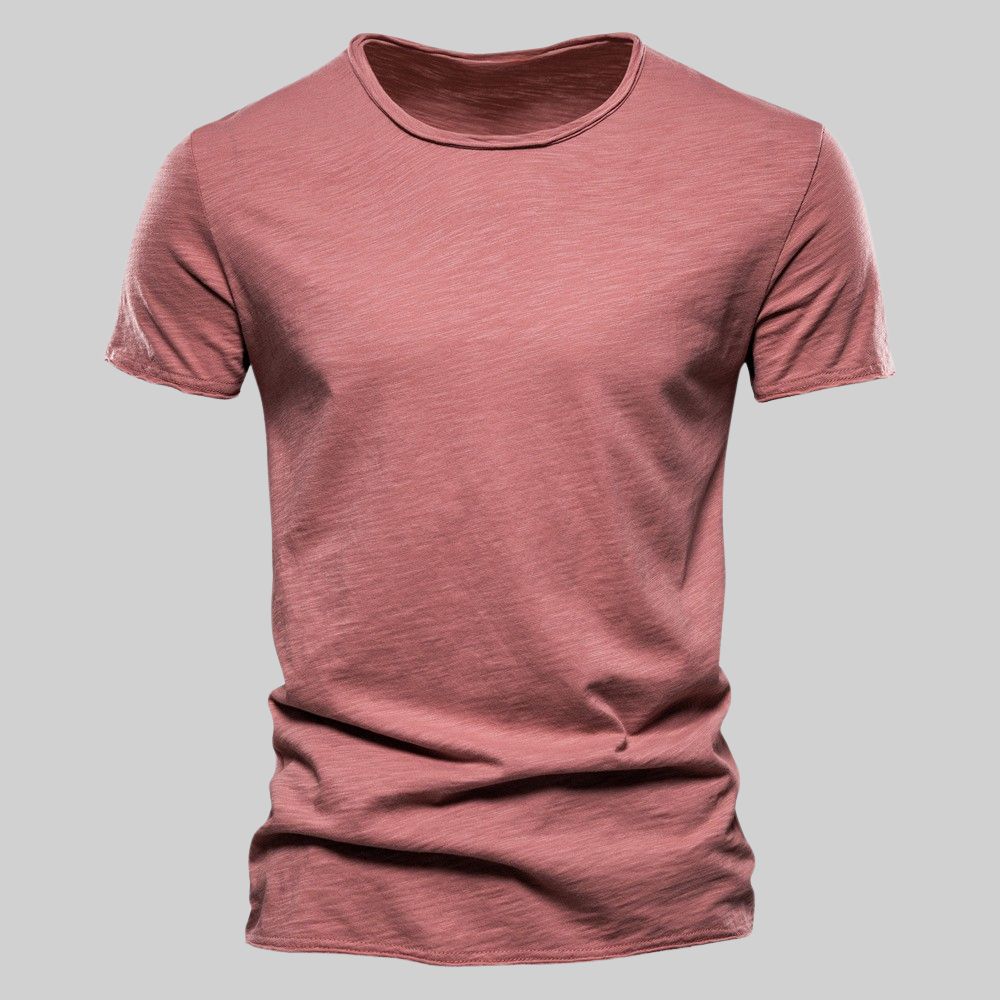 Einfarbiges Herren-T-Shirt aus Bambus-Baumwolle mit Rundhalsausschnitt und kurzen Ärmeln