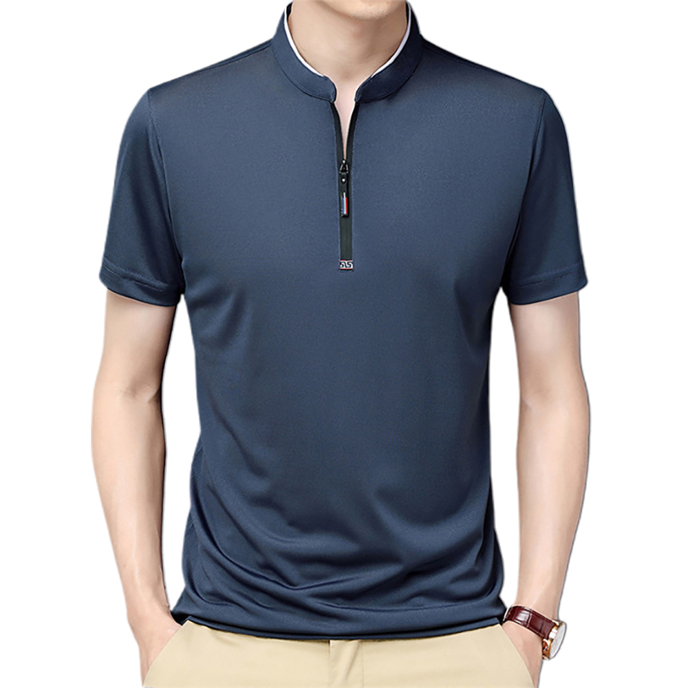 Kurzärmliges Herren-T-Shirt mit Reißverschluss am Kragen