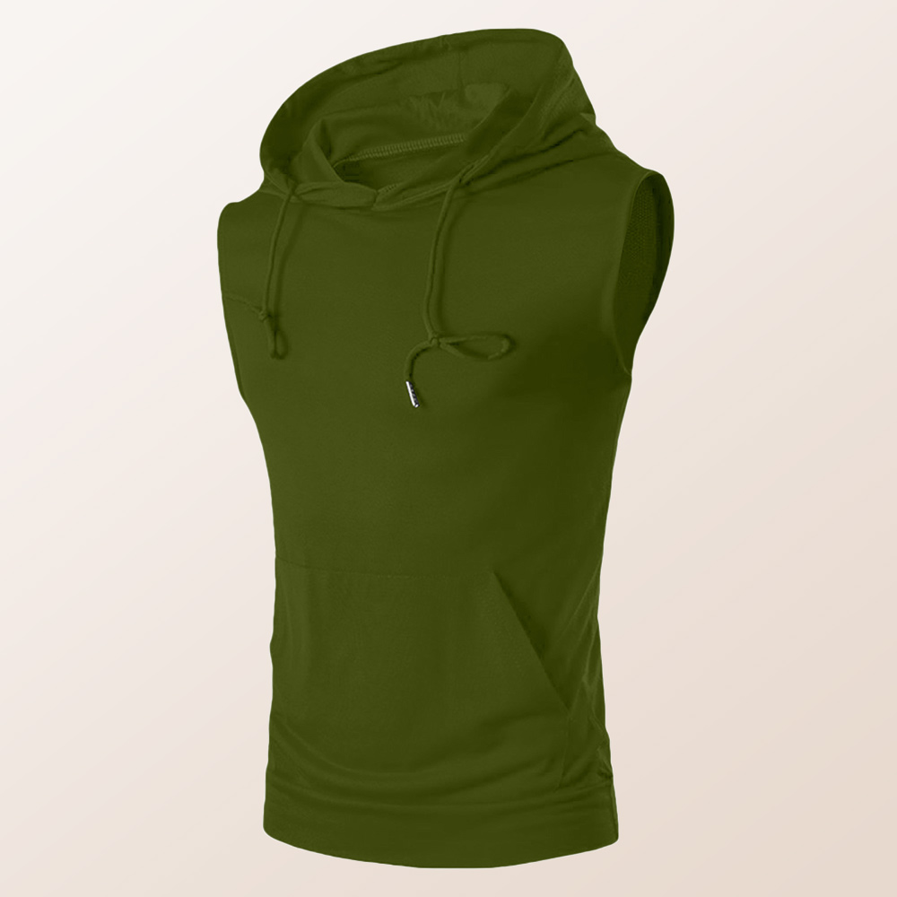 Ärmellose Weste mit Kapuze und einfarbiger Tasche für Herren