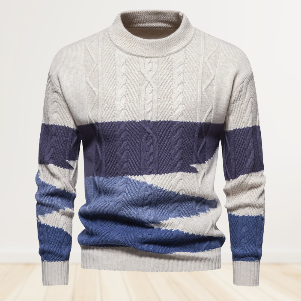 Retro-Farbblock-Pullover mit Rundhalsausschnitt für Herren im Herbst und Winter