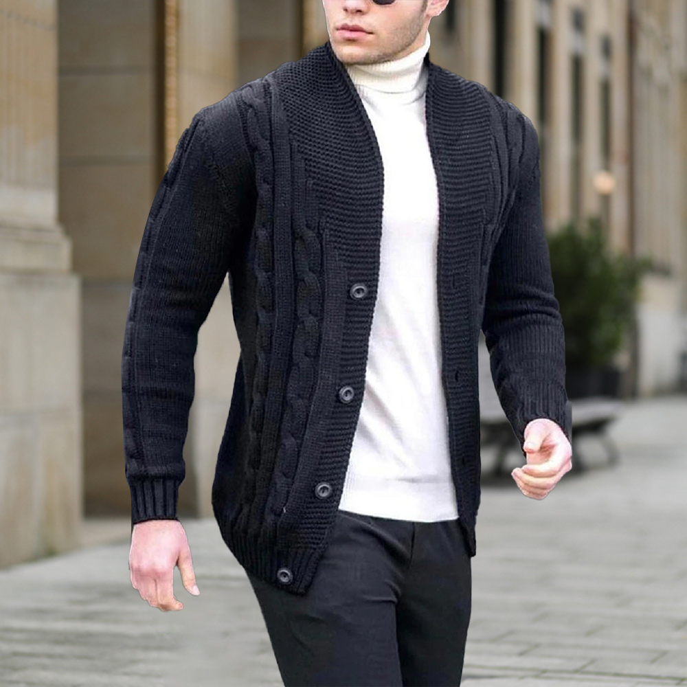 Cardigan tricoté chaud épais décontracté pour hommes