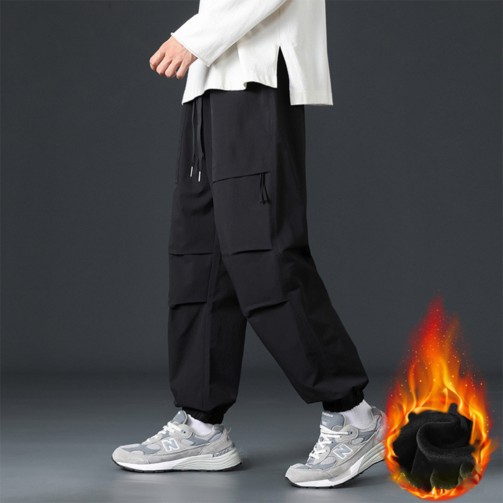 Winter-Herren-Overall mit Fleece-Beinen, lockerer Schnitt