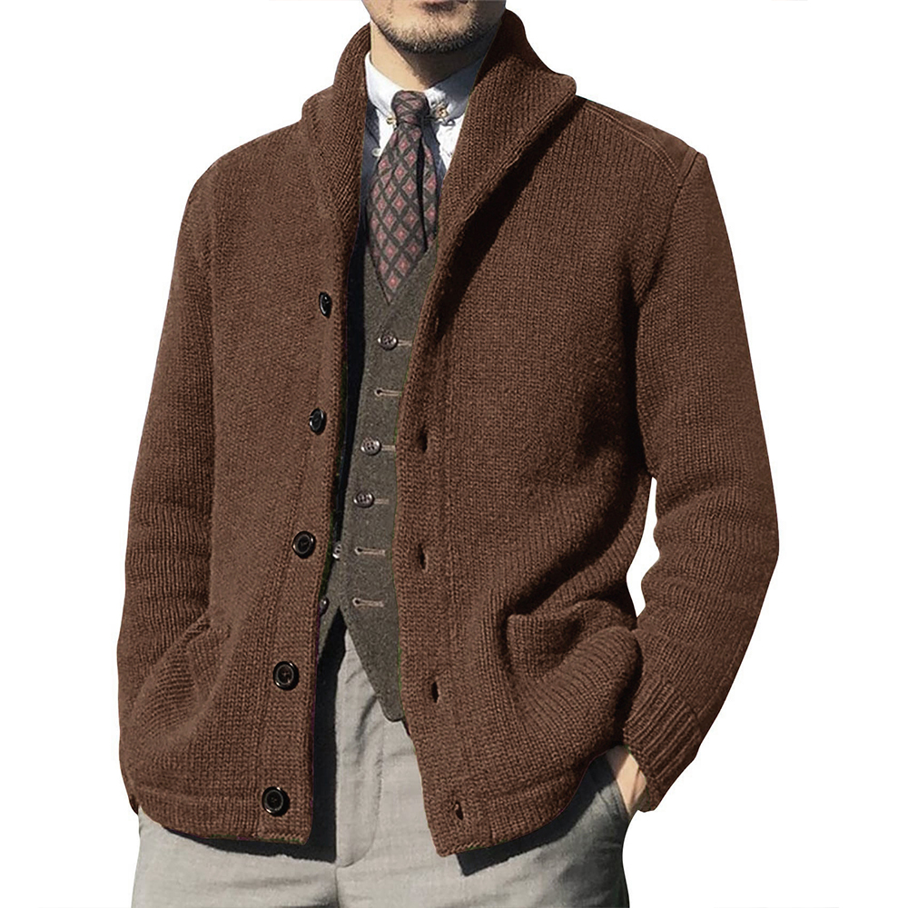 Nouveau cardigan tricoté à capuche chaud pour hommes