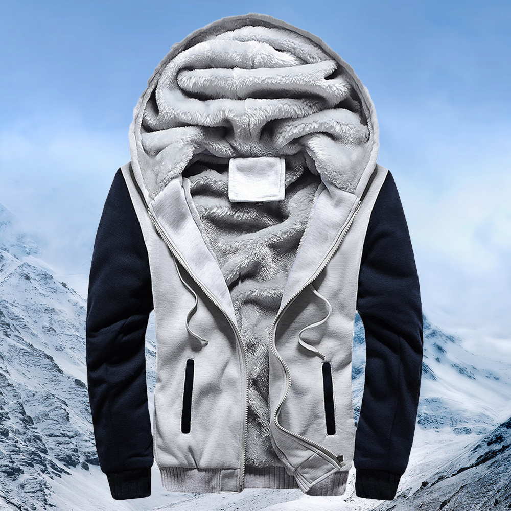 Alberchris™ New style velvet and thickened hooded color-blocked men's jacket for winter