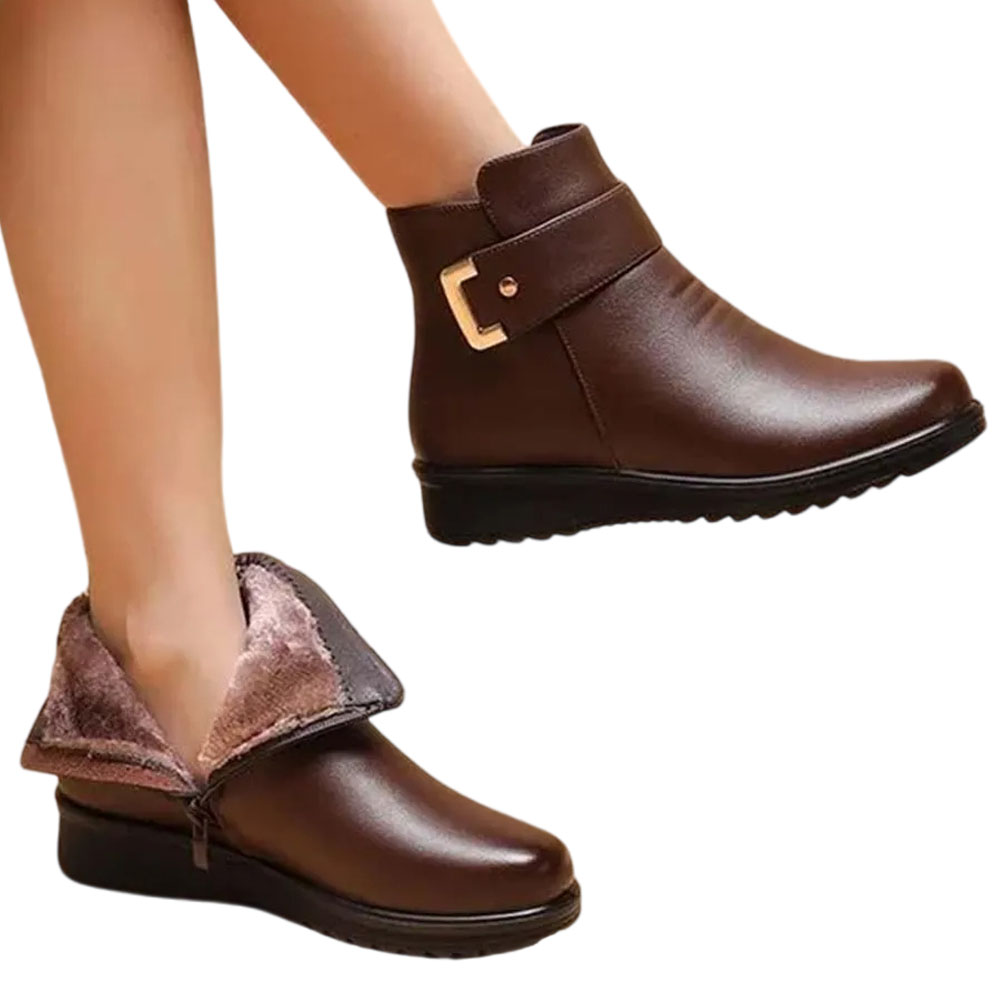 Damen-Schneestiefel mit hoher Spitze, samtverdickt