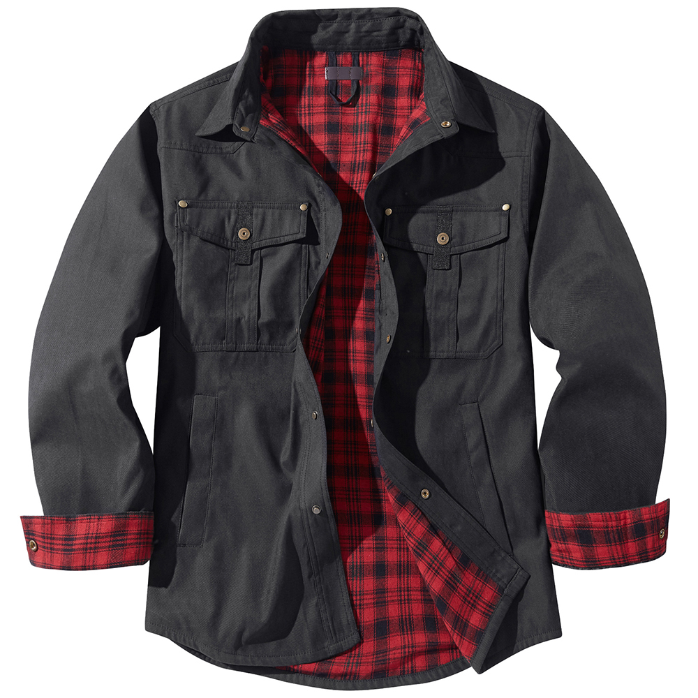 Veste chemise décontractée en flanelle chaude pour homme