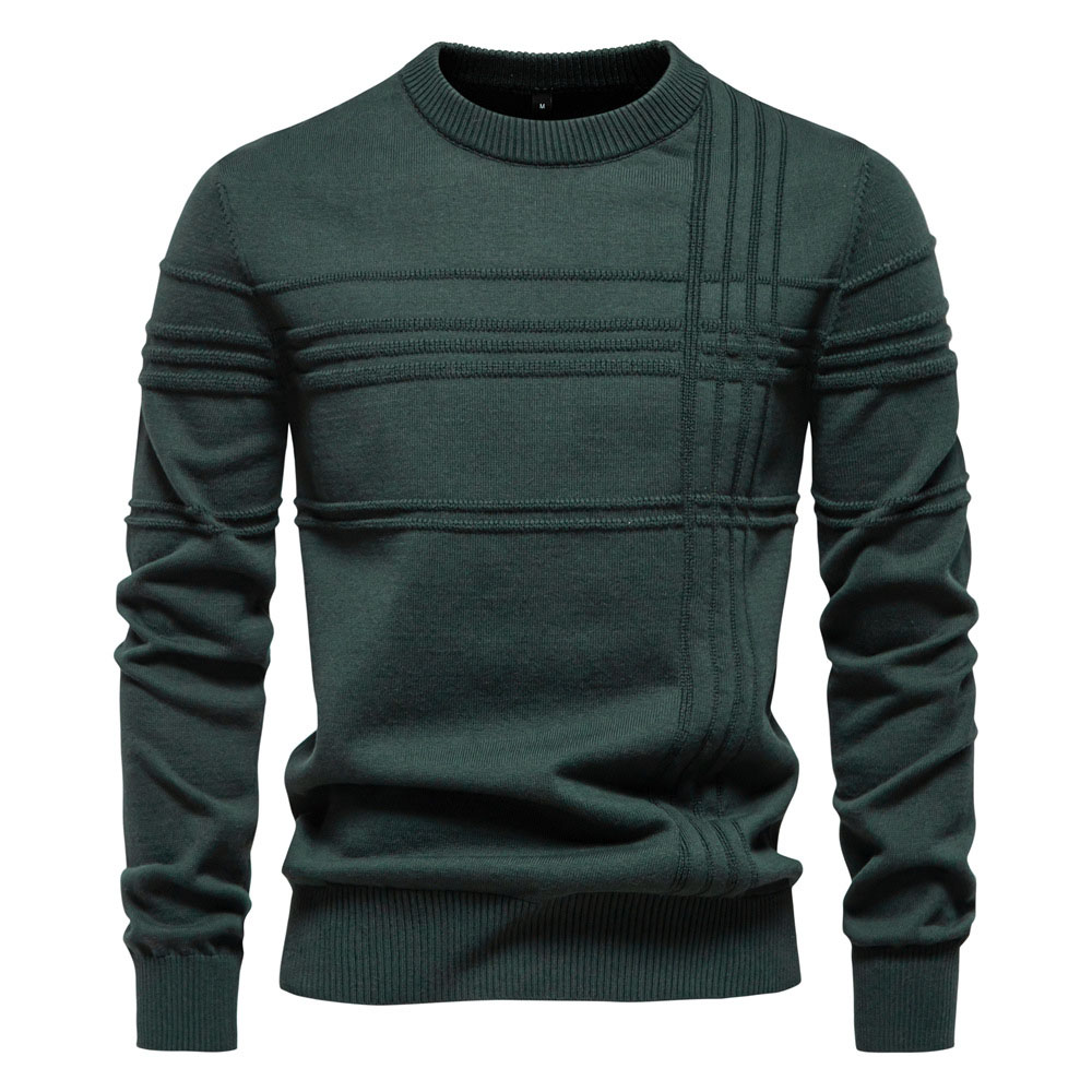 Pull en tricot chaud à col ras du cou pour homme