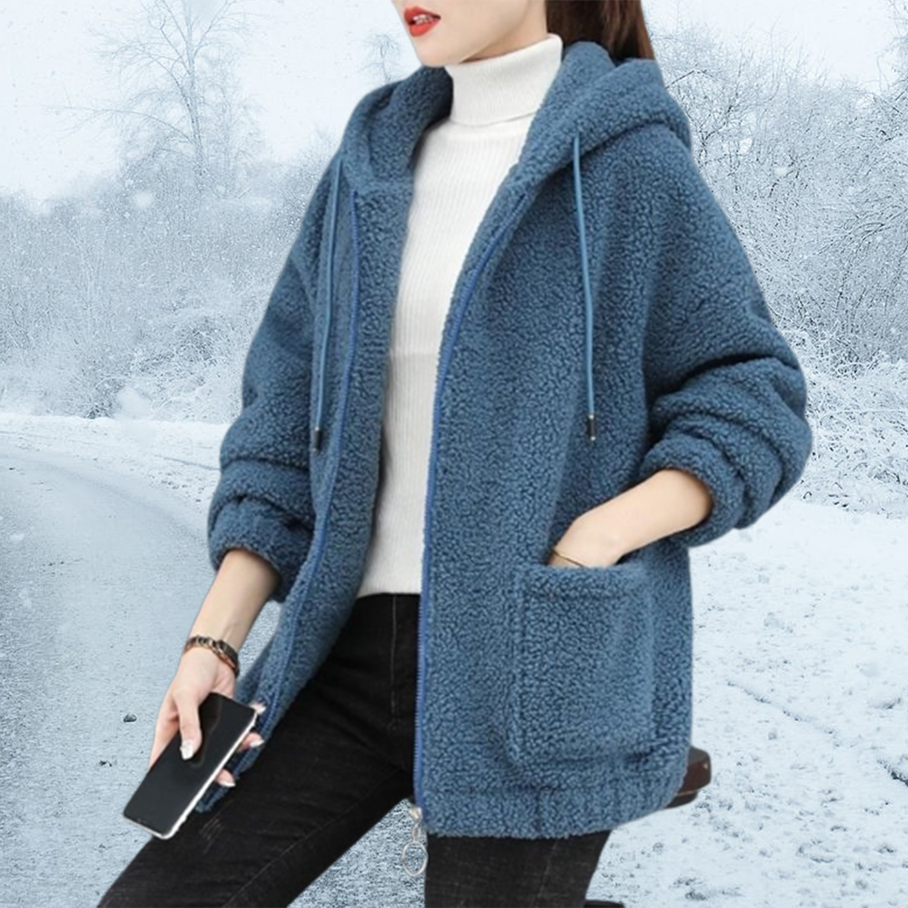 Warme Plüsch-Kapuzenjacke für Damen