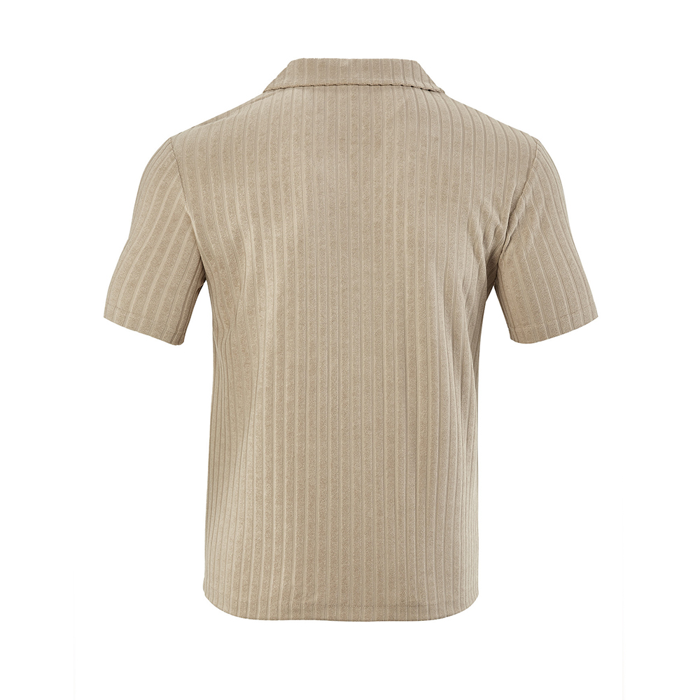 Herren-Jacquardhemd mit vertikalen Streifen und kurzen Ärmeln und Revers