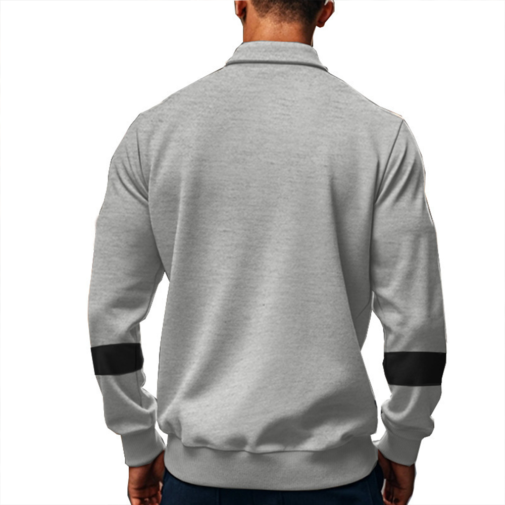 Langärmliges Herren-Poloshirt im Retro-Farbblock-Design mit Revers