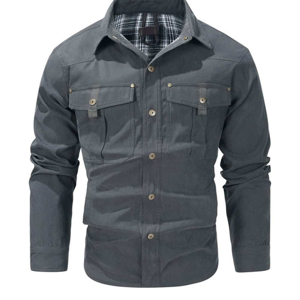 Veste chemise décontractée en flanelle chaude pour homme