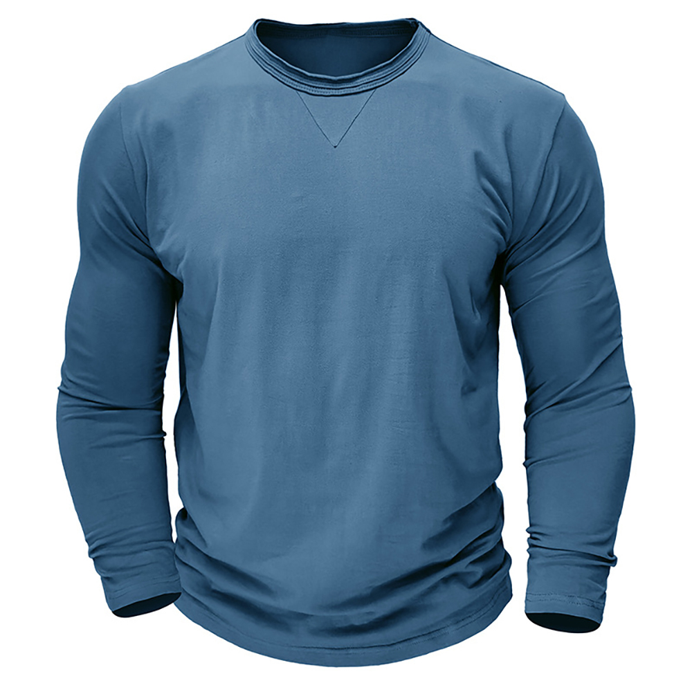 T-shirt en coton à manches longues et col rond pour homme