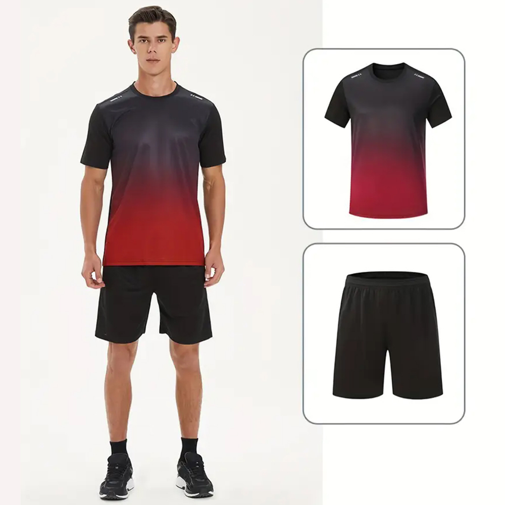 Trendy farbverlauf kurzarm shorts licht sport anzug