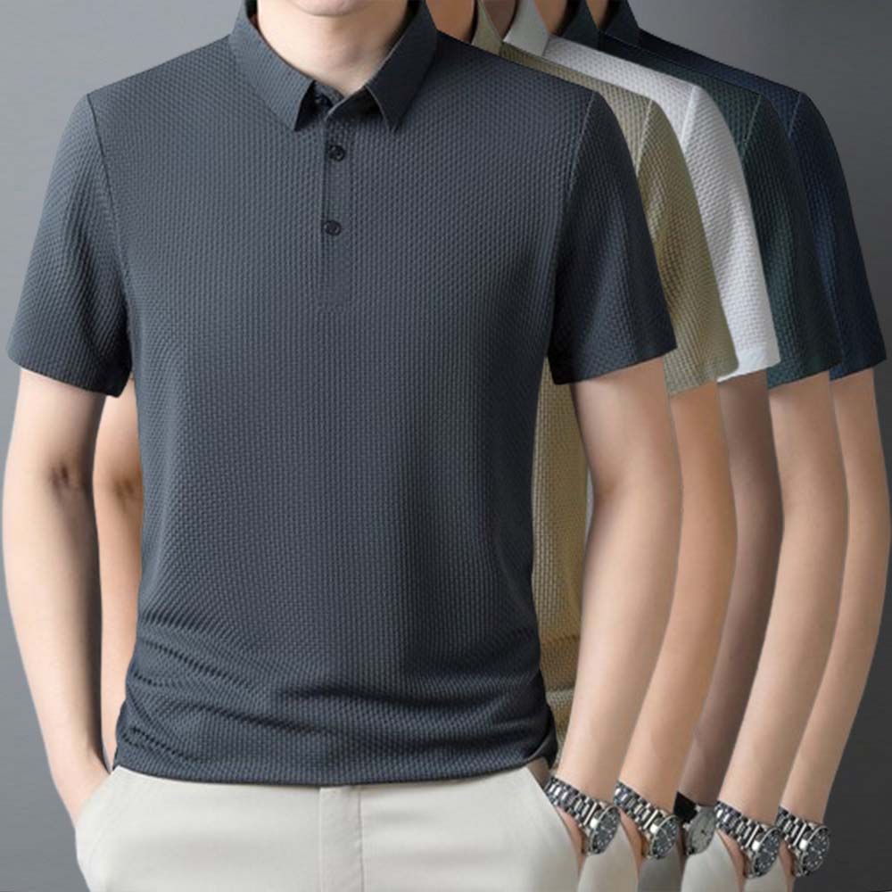 Metallwolke Atmungsaktives Herren-Poloshirt aus Eisseide mit kurzen Ärmeln