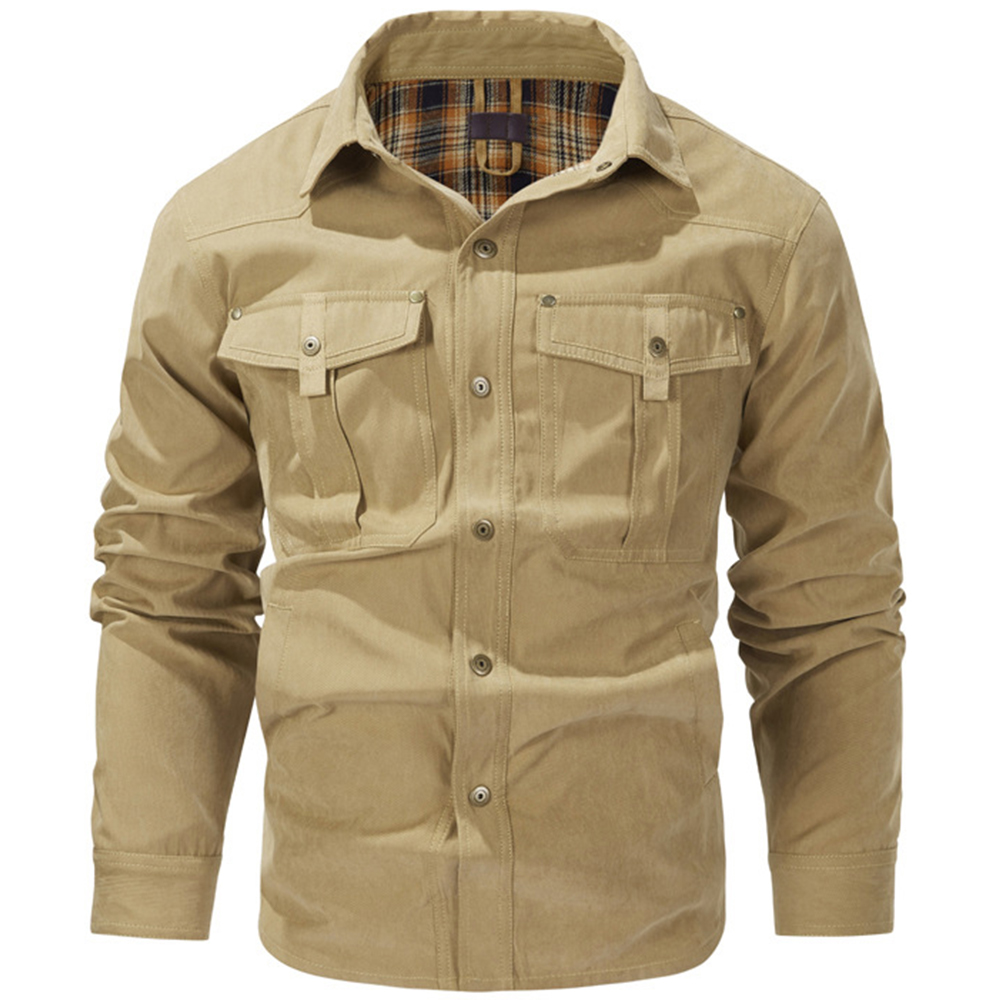 Veste chemise décontractée en flanelle chaude pour homme