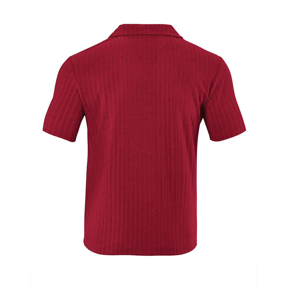 Herren-Jacquardhemd mit vertikalen Streifen und kurzen Ärmeln und Revers