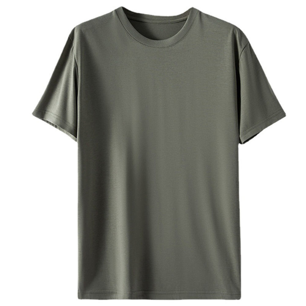 Einfarbiges kurzärmliges T-Shirt mit Rundhalsausschnitt