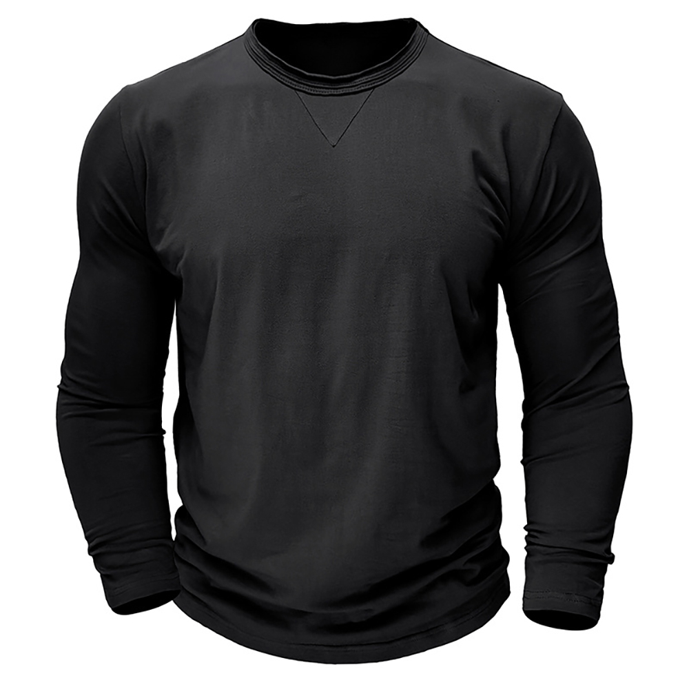 T-shirt en coton à manches longues et col rond pour homme