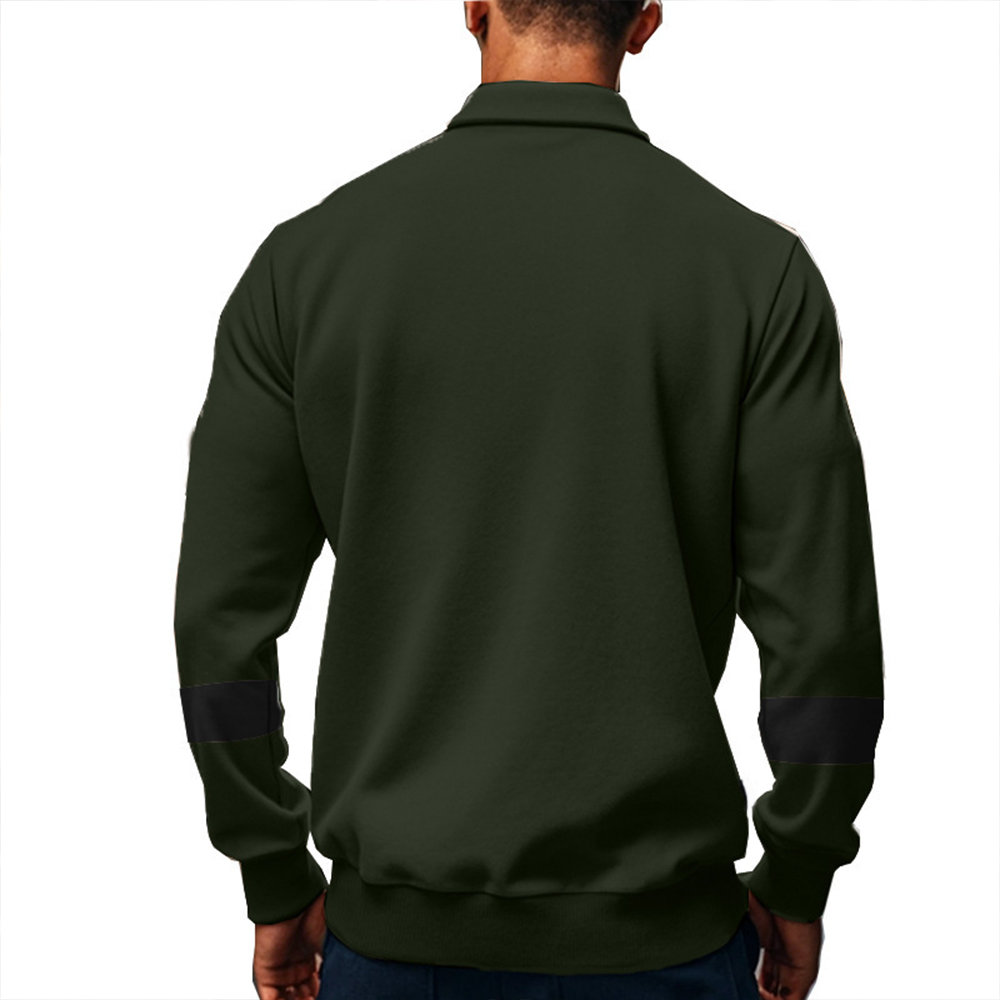 Langärmliges Herren-Poloshirt im Retro-Farbblock-Design mit Revers