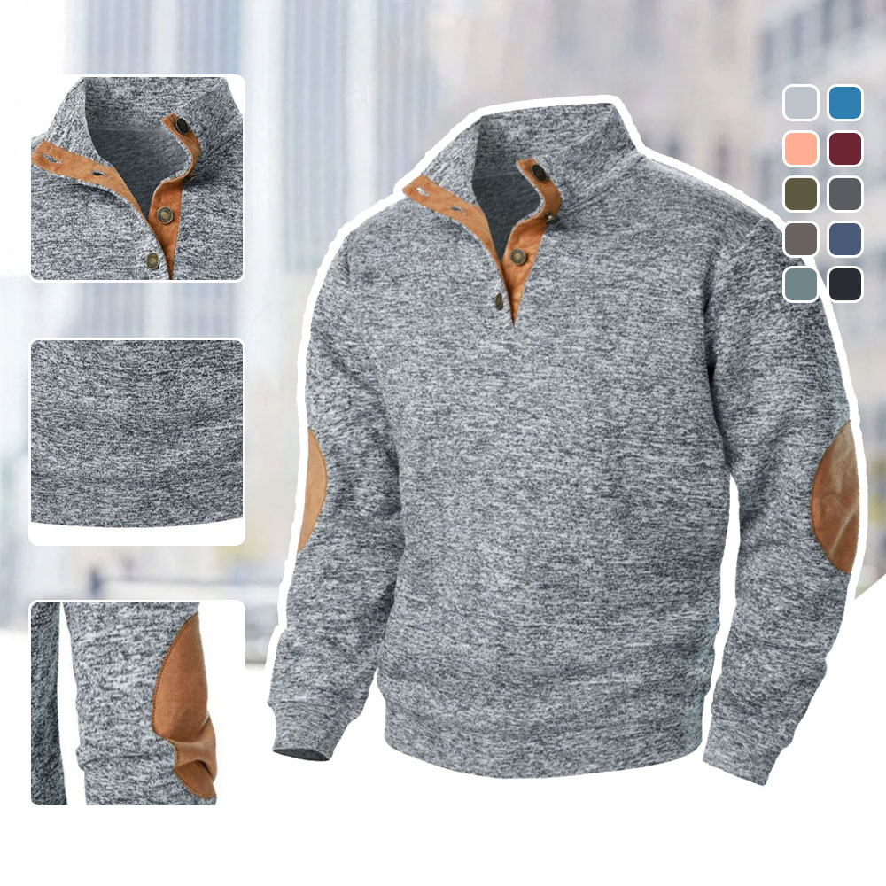 Pull à manches longues et col Henley pour hommes