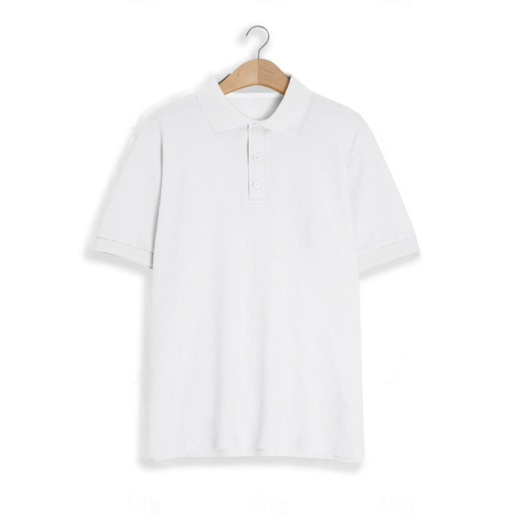 Polo décontracté gaufré à manches courtes pour hommes