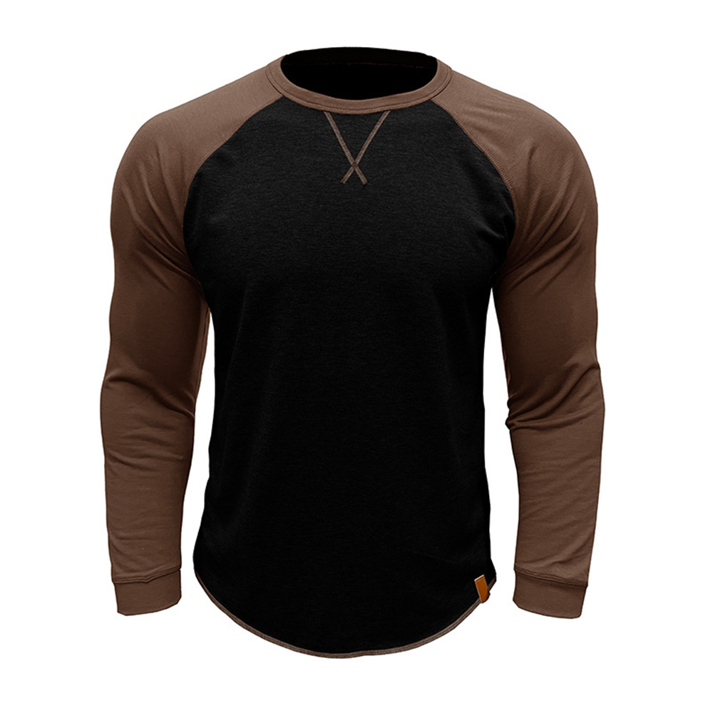 T-shirt décontracté à manches longues et blocs de couleurs pour homme