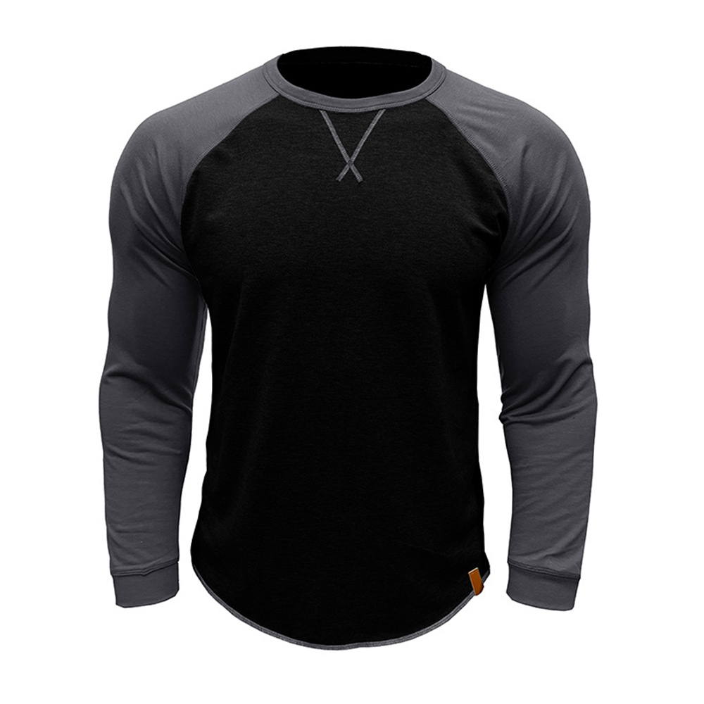 T-shirt décontracté à manches longues et blocs de couleurs pour homme