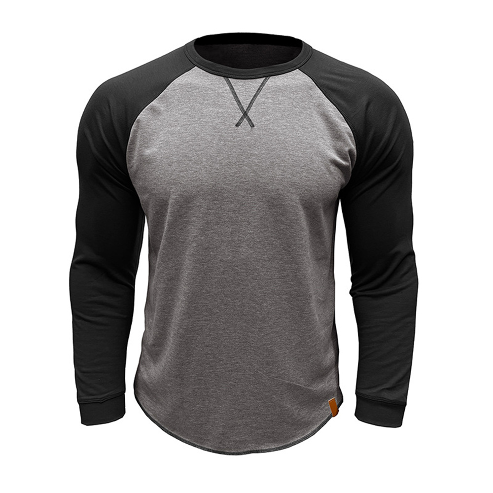 T-shirt décontracté à manches longues et blocs de couleurs pour homme