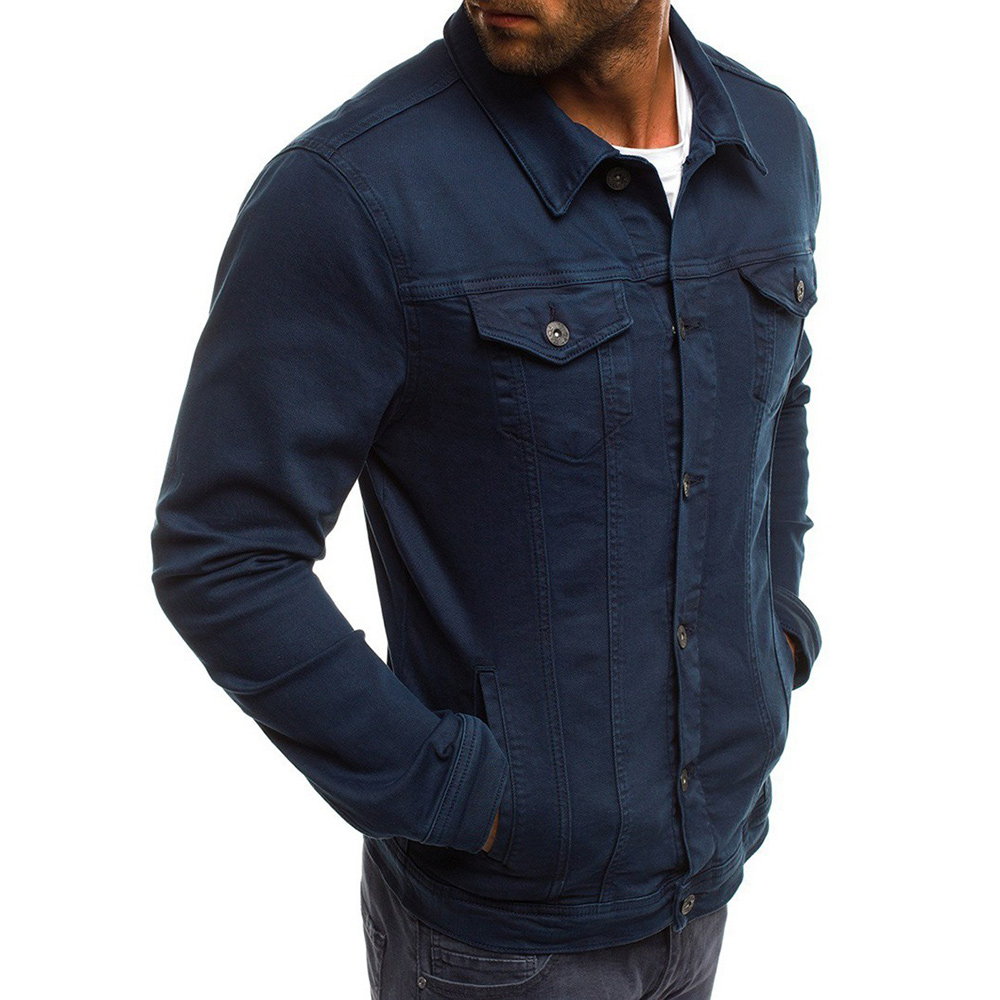 Veste en jean décontractée à revers boutonné pour homme