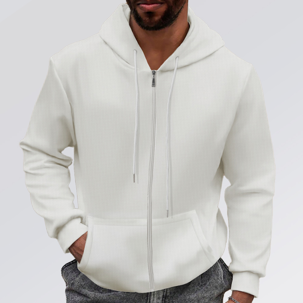 Herren-Strickjacke mit Waffelmuster und Reißverschluss