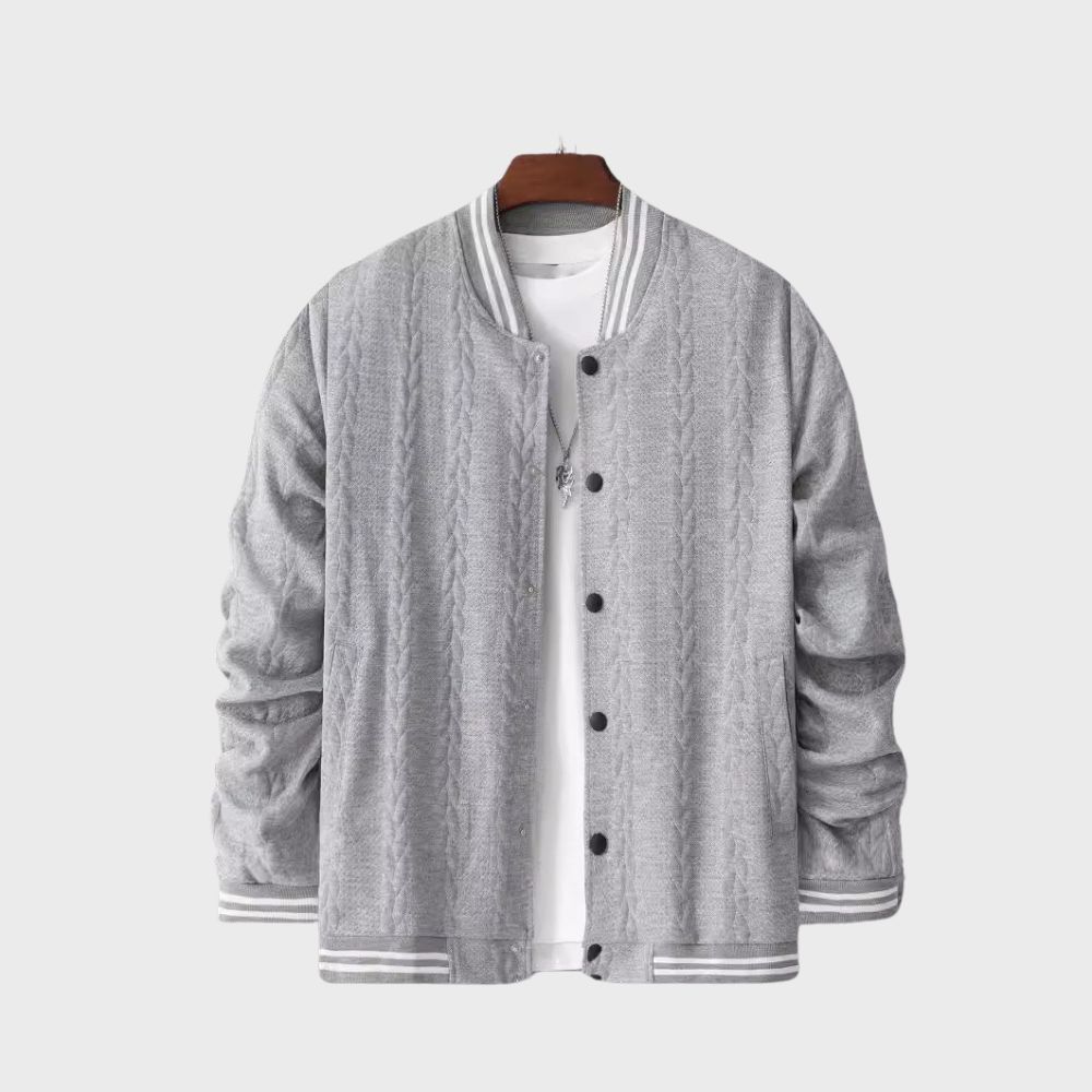 Einfarbige Jacquard-Cardigan-Baseballjacke für Herren