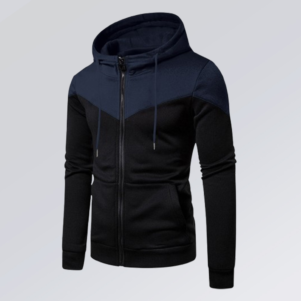 Herren-Sweatshirt mit Kapuze und langen Ärmeln in Kontrastfarbe