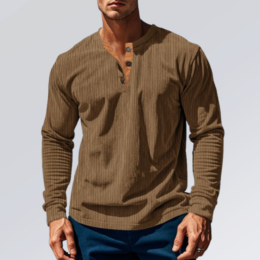 Frühling und Herbst Herren Cord Henley Shirt Langarm