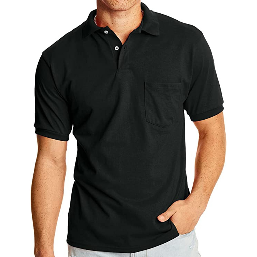 Polo décontracté à manches courtes et poches pour homme