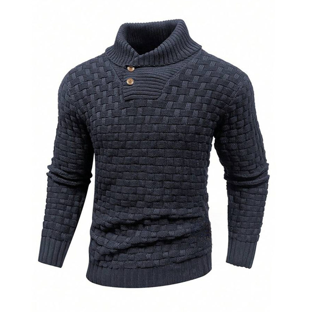 Pull décontracté à revers en tricot pour hommes