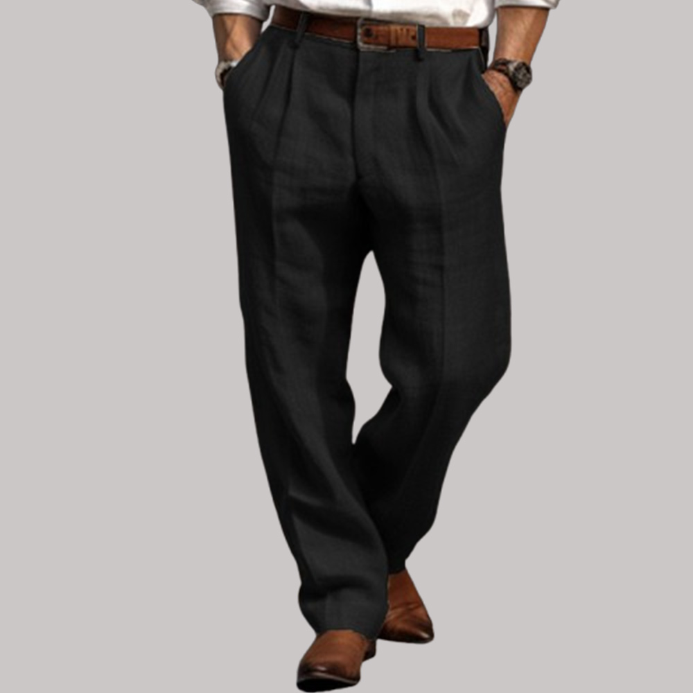 Lässige gerade Hose für Herren aus Baumwolle und Leinen