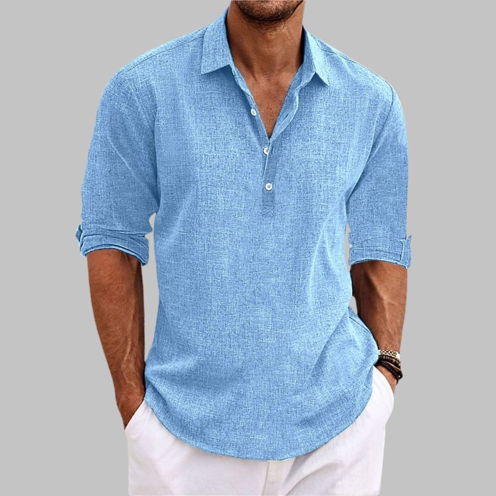 Einfarbiges Freizeithemd mit Revers für Herren