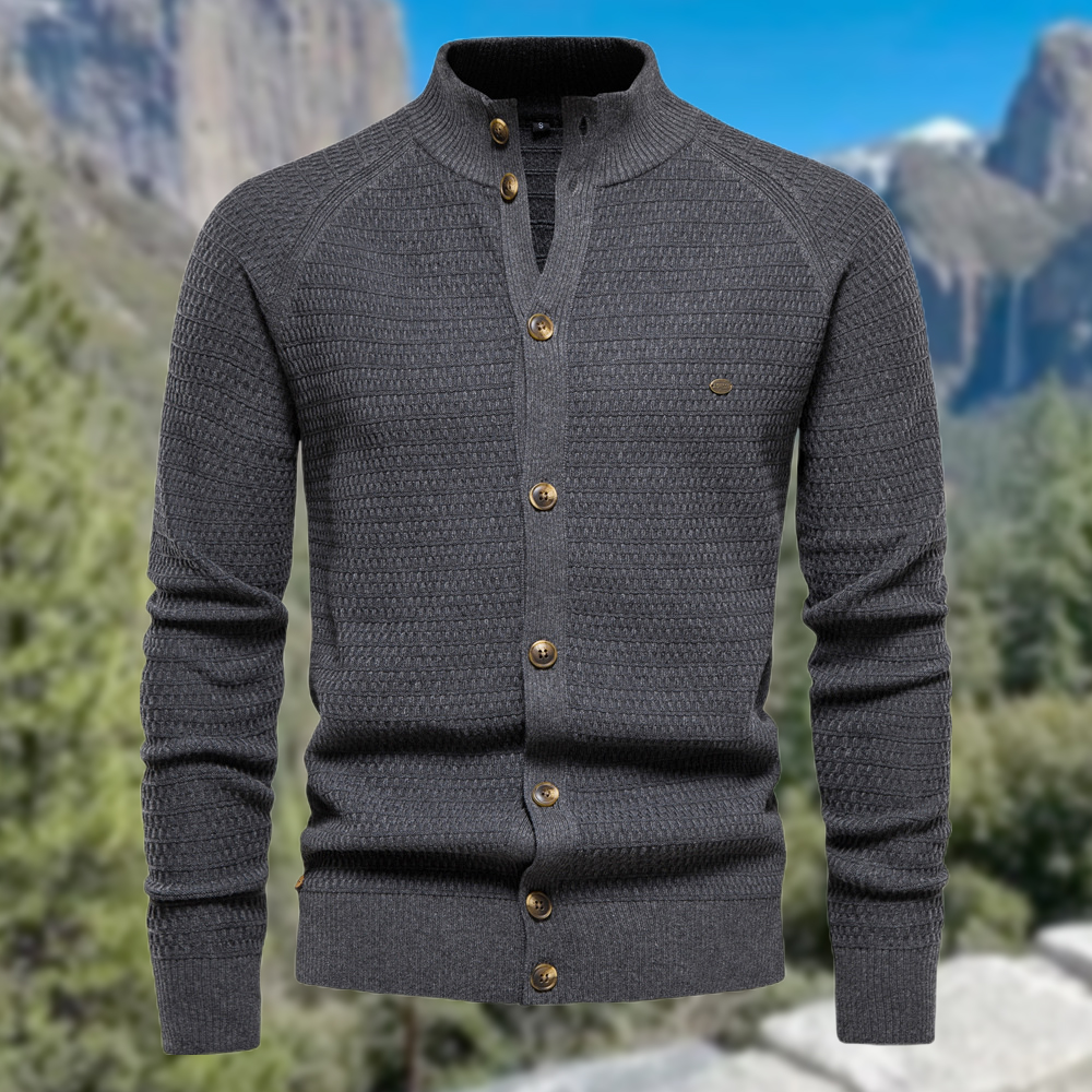 Herren-Cardigan mit Stehkragen und Knöpfen