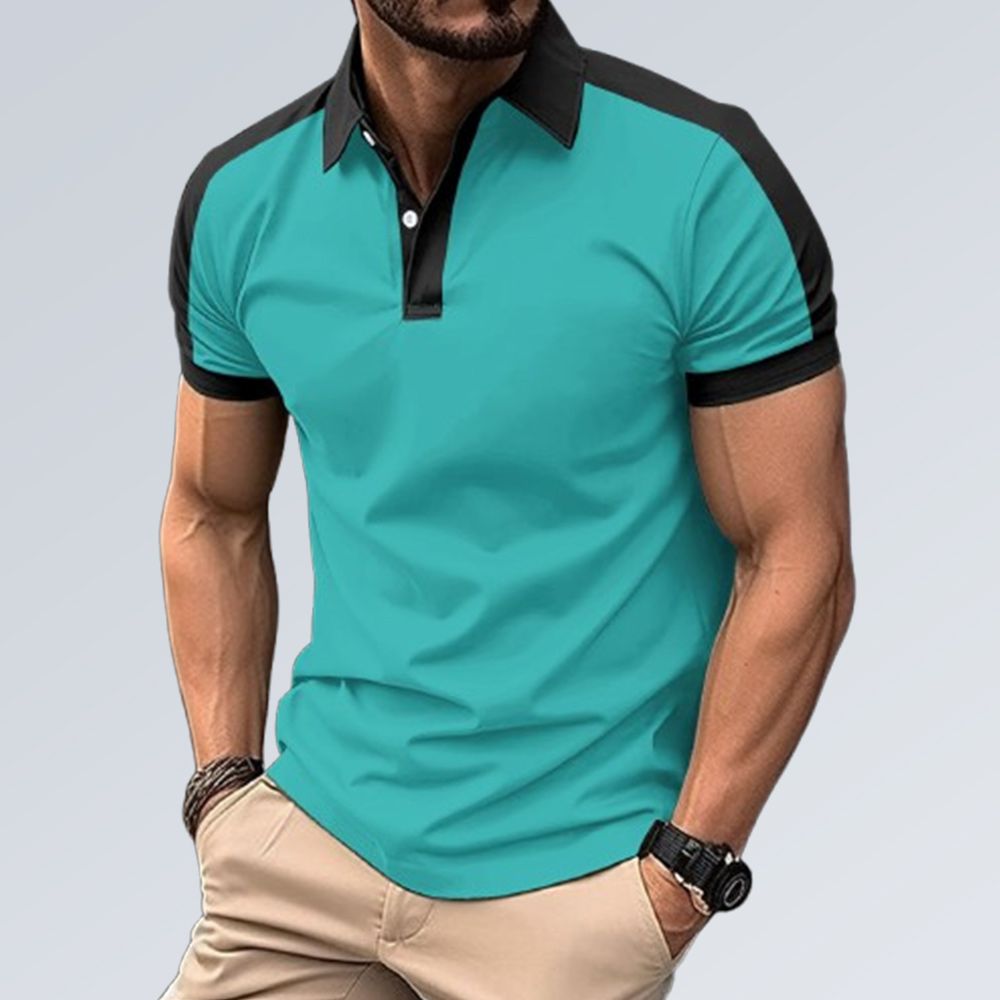 Kurzärmliges Poloshirt mit Colorblock-Revers für Herren