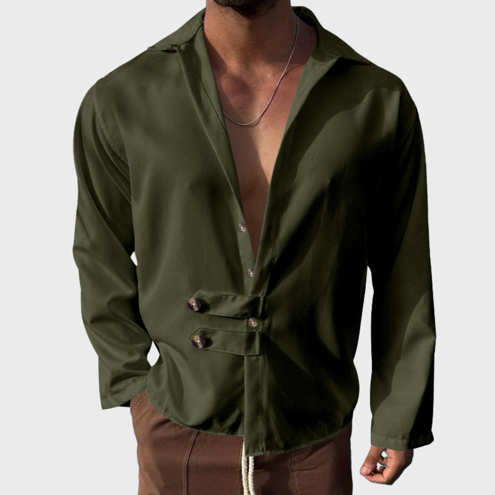 Modisches Herrenhemd mit lockerem, lässigem Revers und langen Ärmeln