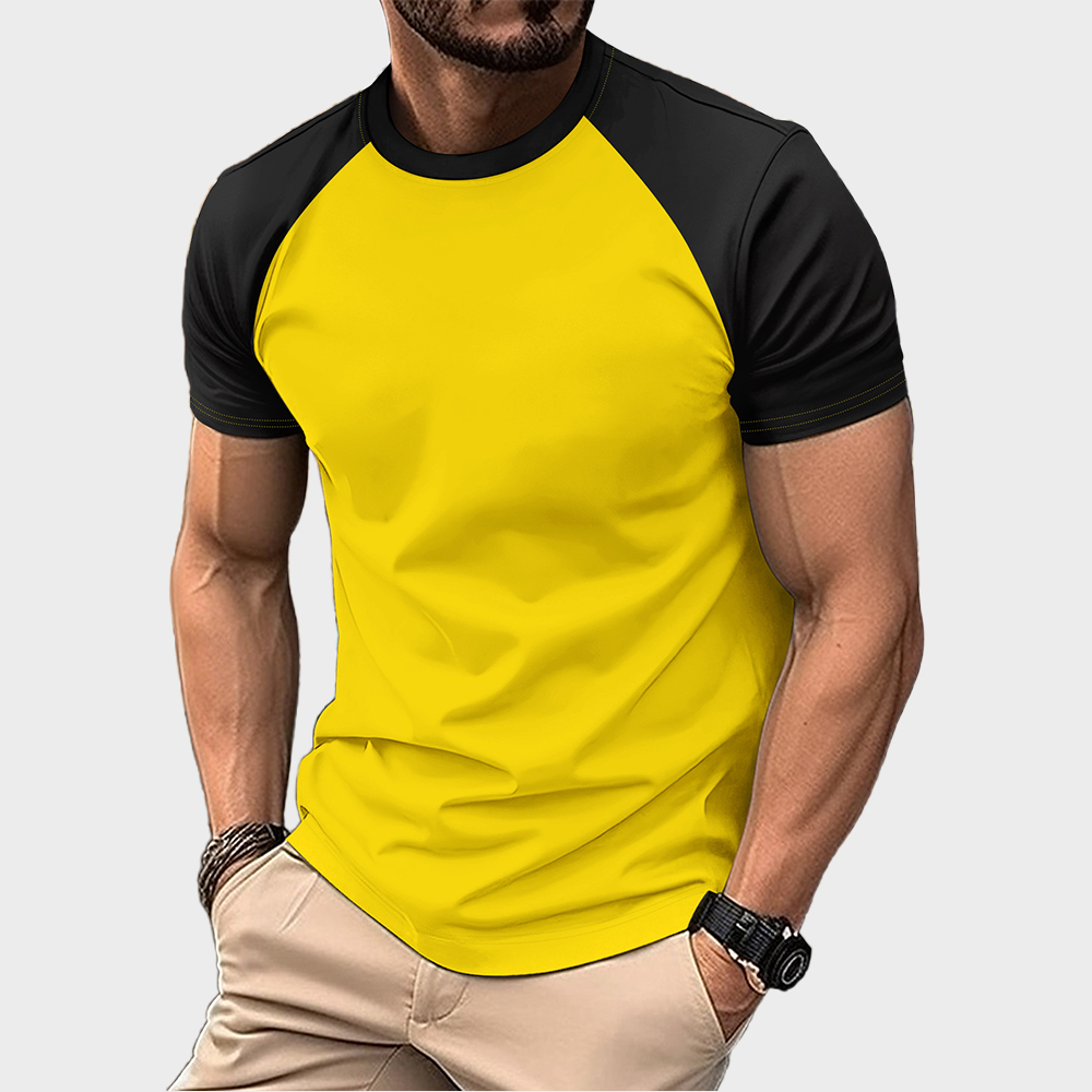 Stilvolles, schlichtes, farblich passendes T-Shirt mit Raglanärmeln und Rundhalsausschnitt für Herren