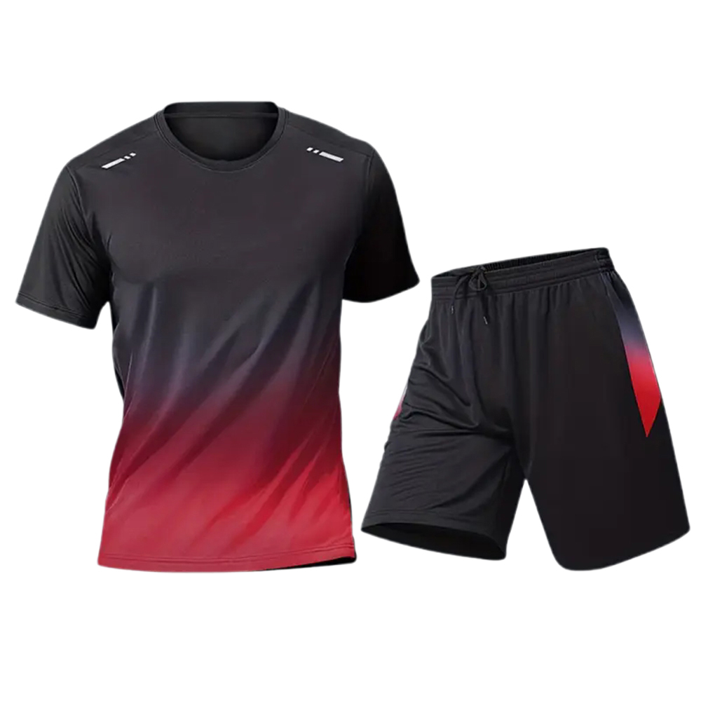 Trendy farbverlauf kurzarm shorts licht sport anzug