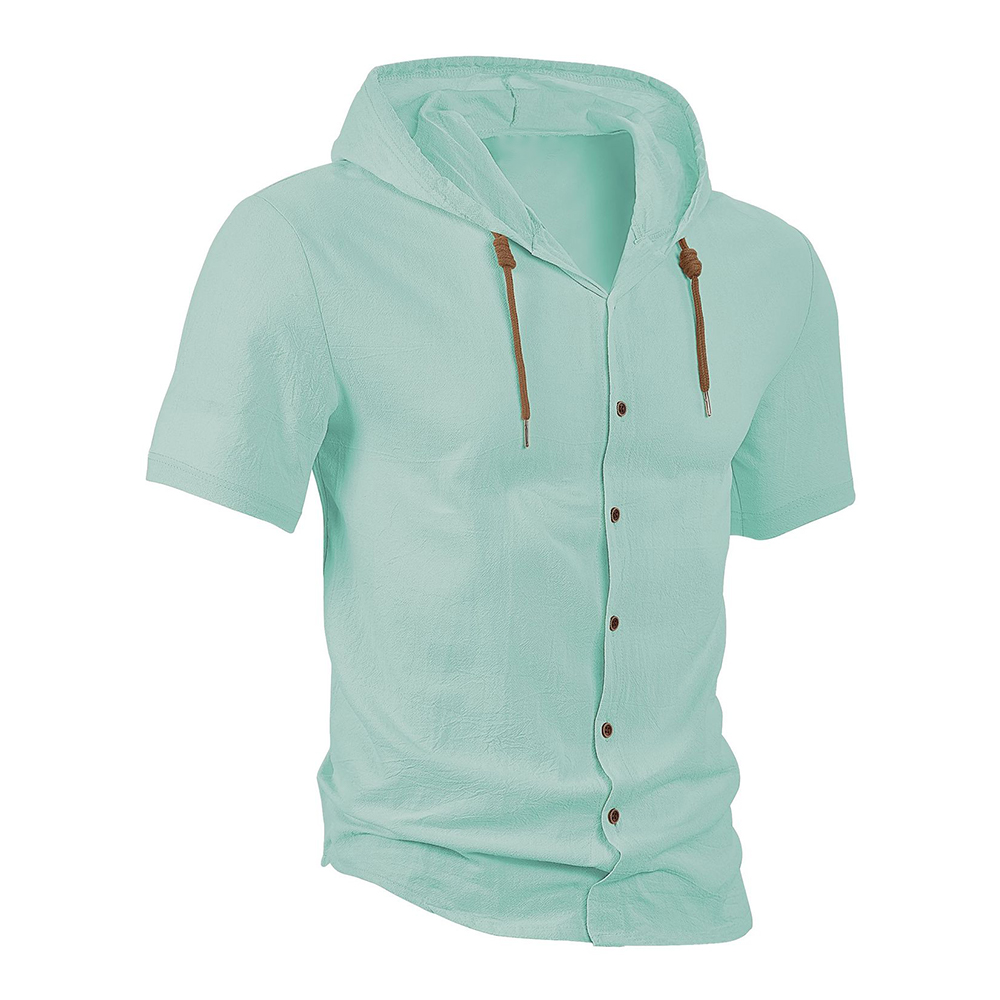 Herren-Strickjacke aus Baumwolle mit kurzen Ärmeln und Kapuze