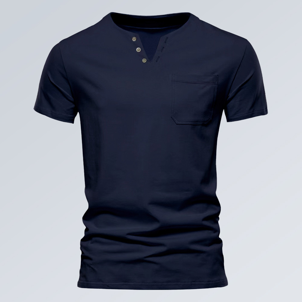 Modisches Herren-Sport-Oberteil mit V-Ausschnitt und einfarbigen Kurzarm