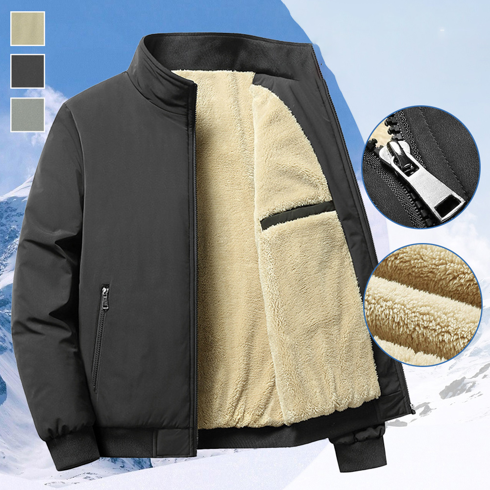 Herbst und Winter Herren Stehkragen Reißverschluss Samt verdickte Jacke