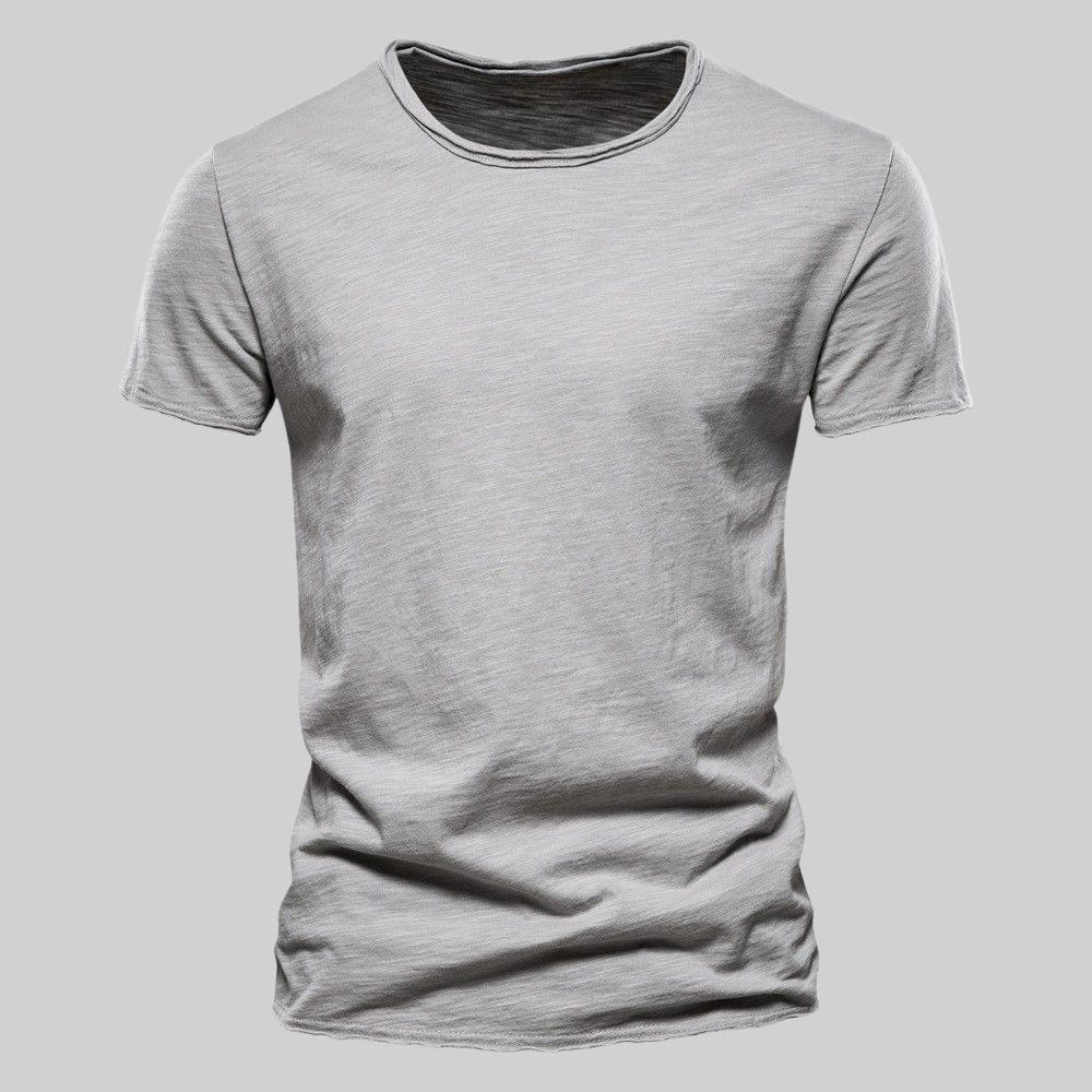 Einfarbiges Herren-T-Shirt aus Bambus-Baumwolle mit Rundhalsausschnitt und kurzen Ärmeln