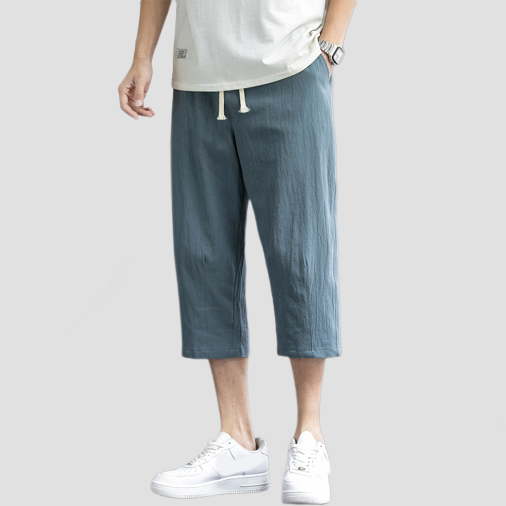 Lockere, lässige, gerade geschnittene Herrenhose aus reiner Baumwolle