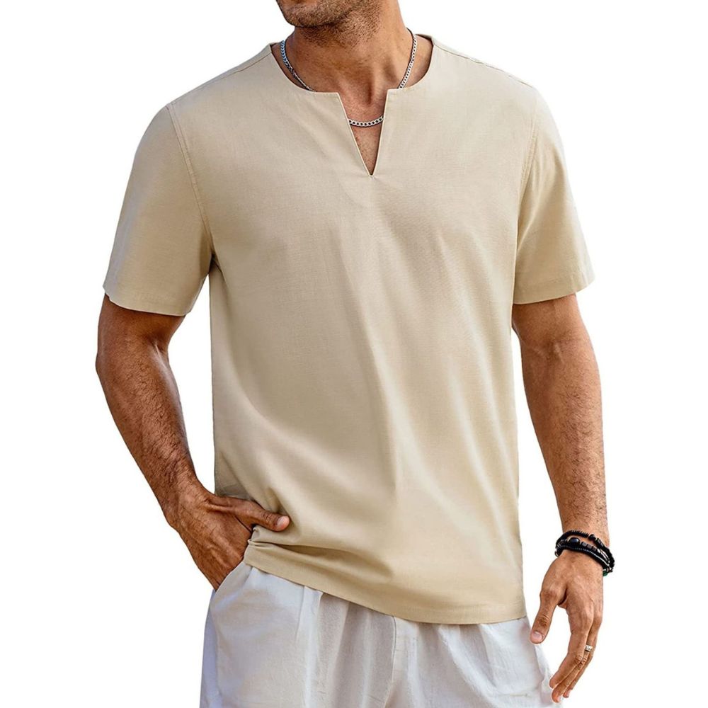 Atmungsaktives Kurzarm-T-Shirt mit V-Ausschnitt für Herren