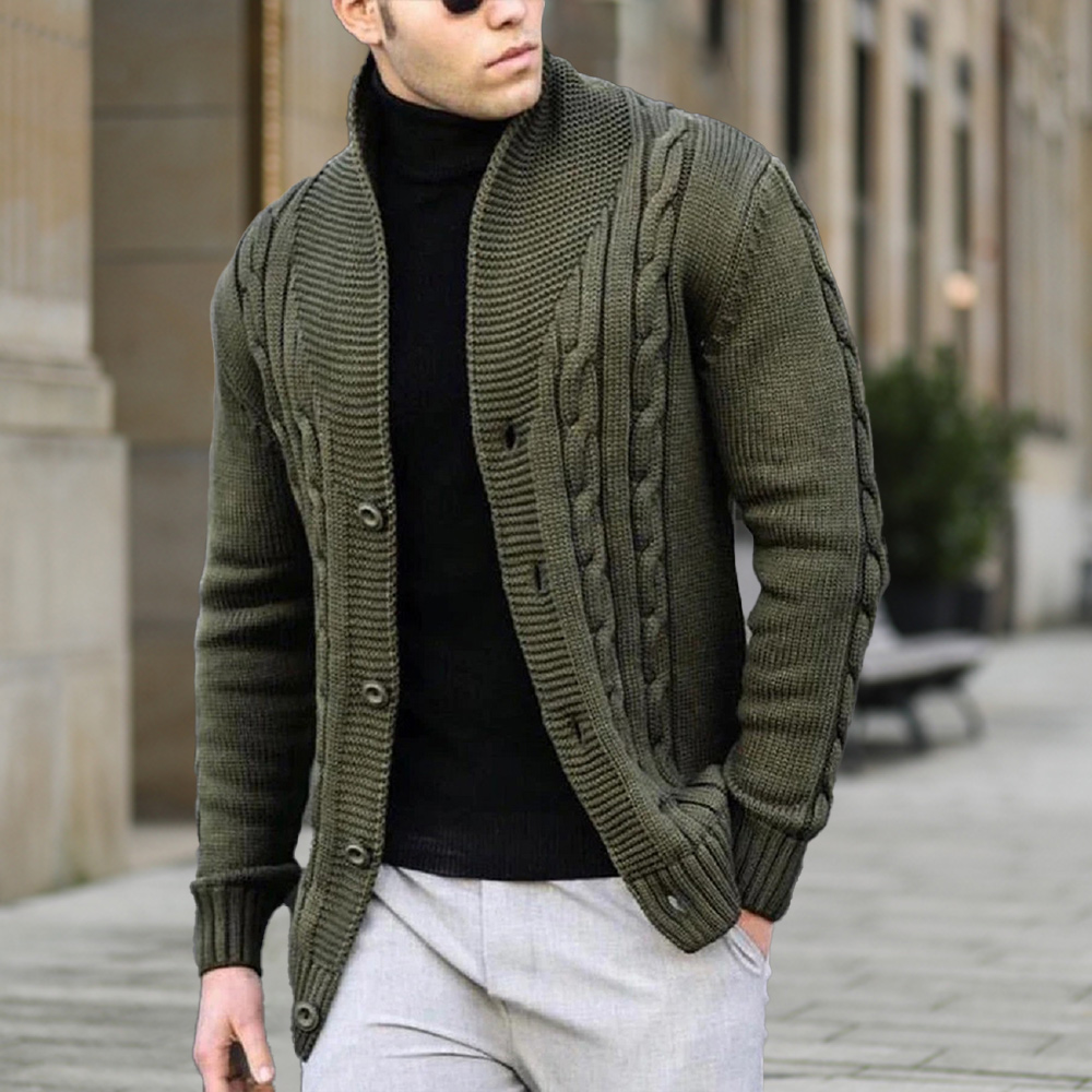 Cardigan tricoté chaud épais décontracté pour hommes