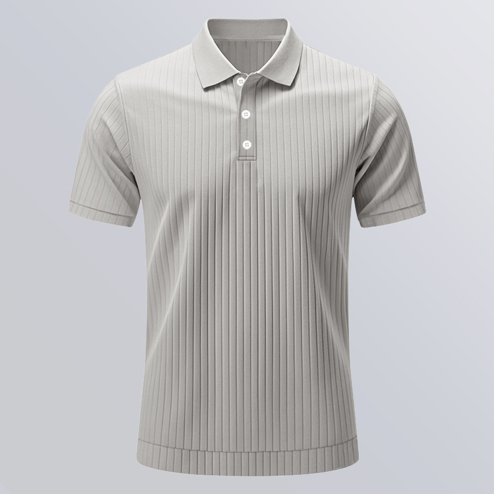 Sommer herren gerippte jacquard ice silk einfarbig revers kurzen ärmeln